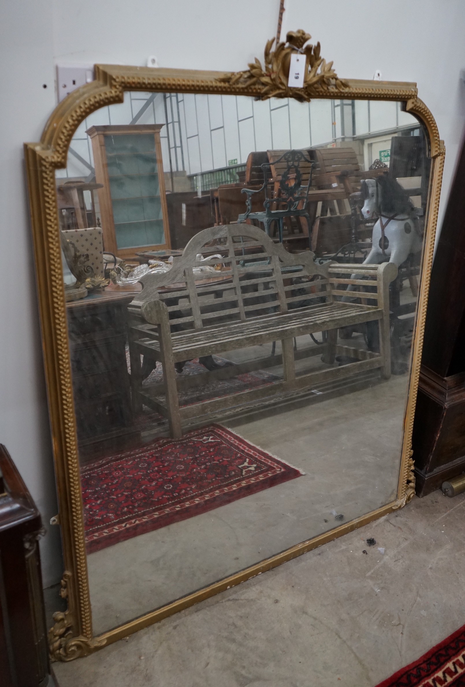 A Victorian giltwood and gesso overmantel mirror, width 126cm, height 153cm
